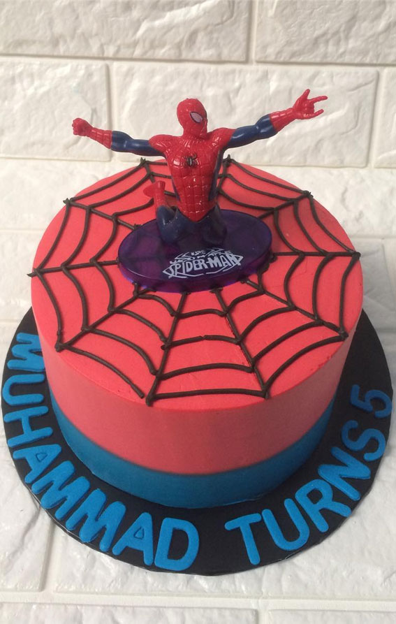 25 Spiderman Birthday Cake Ideas To Thrill Every Child : Cute Two Tone Spiderman Cake