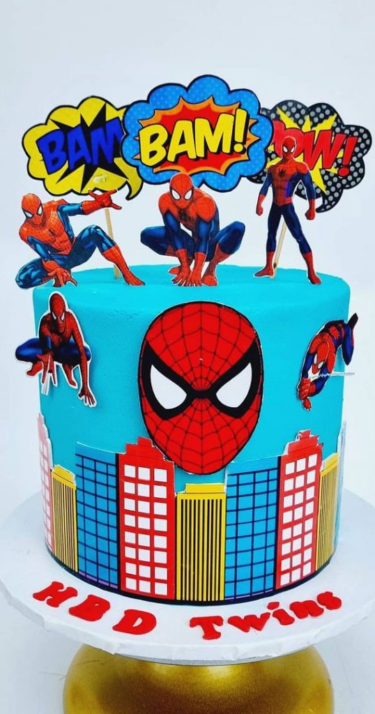 25 Spiderman Birthday Cake Ideas To Thrill Every Child : Bright Blue ...