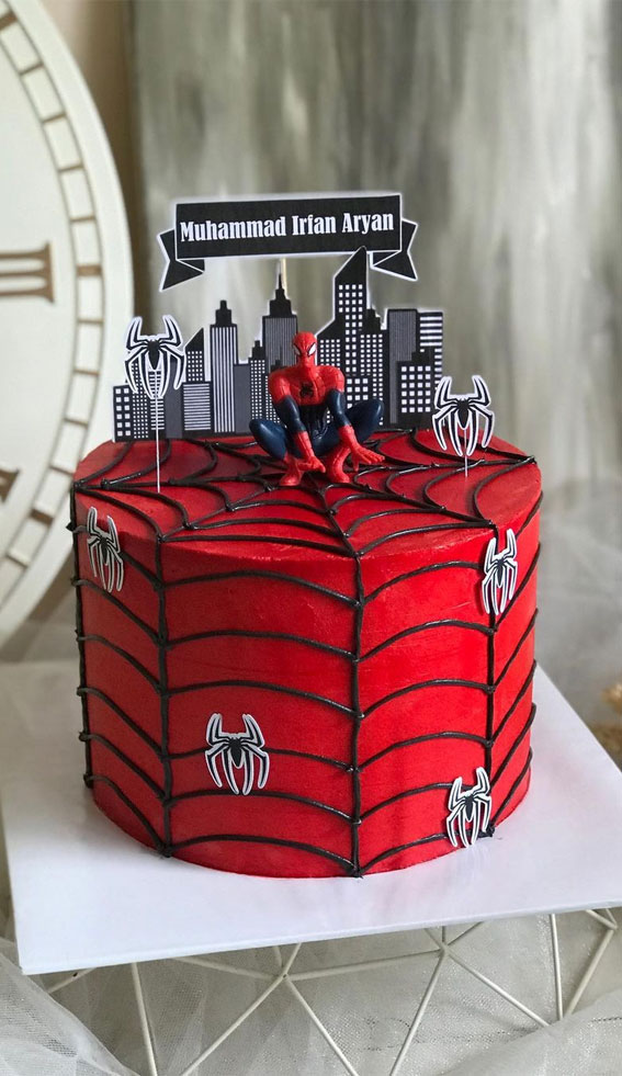 25 Spiderman Birthday Cake Ideas To Thrill Every Child : Spiderweb Covers Red Spiderman Cake