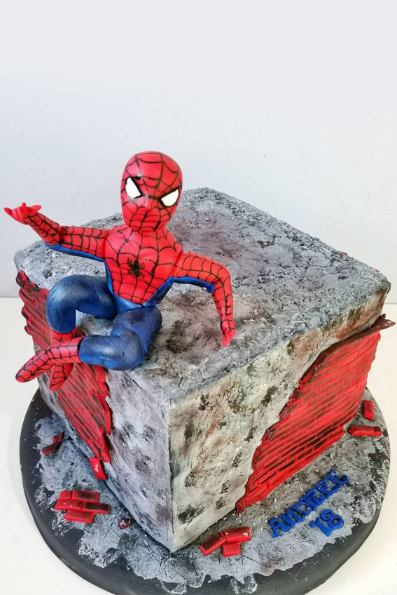25 Spiderman Birthday Cake Ideas To Thrill Every Child : Rustic Building with Spiderman 