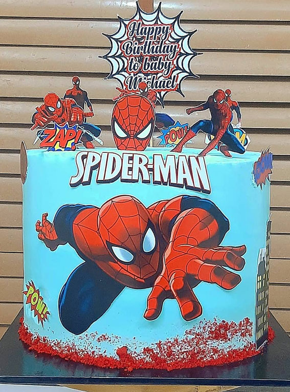 25 Spiderman Birthday Cake Ideas To Thrill Every Child : Blue Sky Spiderman Cake