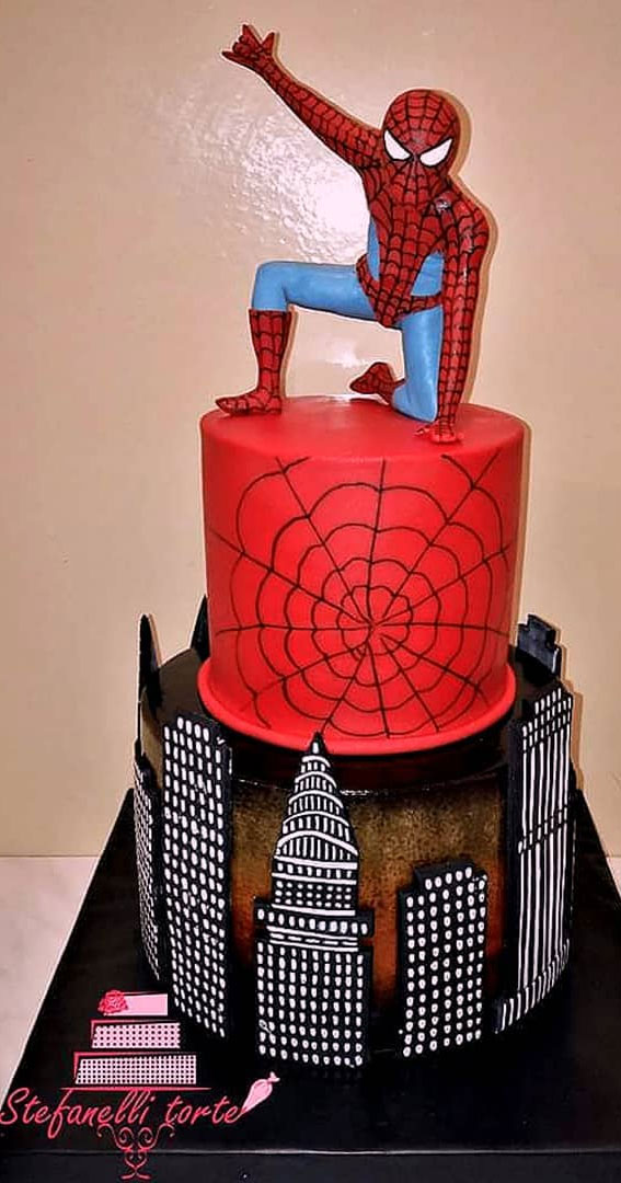 25 Spiderman Birthday Cake Ideas To Thrill Every Child : Black and Red Spiderman Cake