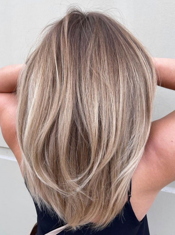 40 Hair Colour Ideas That You Should Try in 2022 : Ash blonde brown layers
