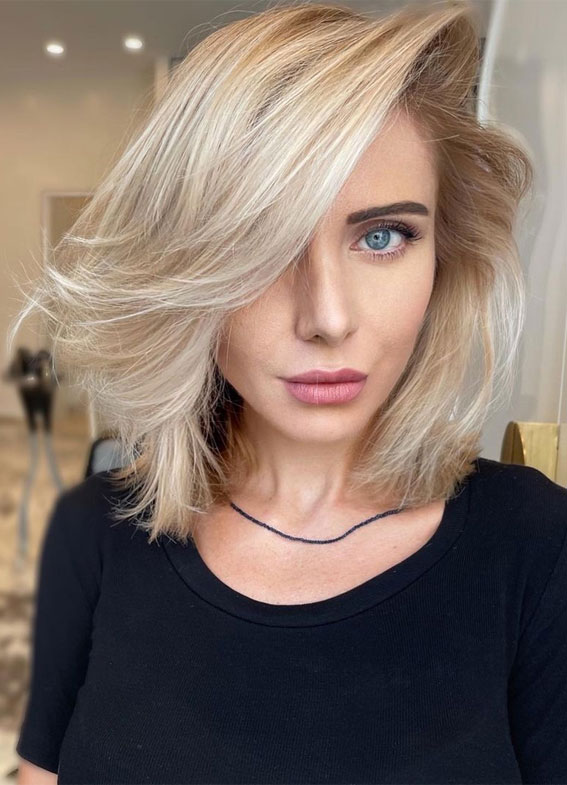 40 Hair Colour Ideas That You Should Try in 2022 : Creamy Platinum Blonde  Long Bob