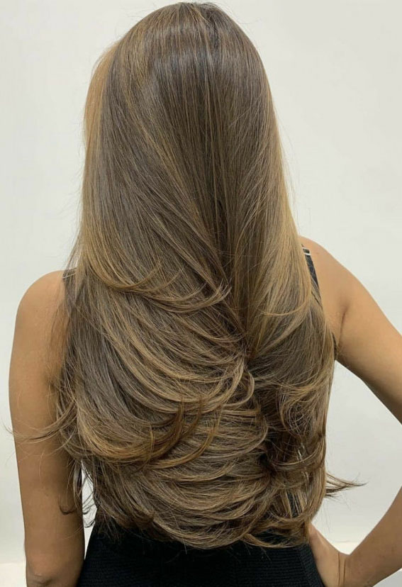 40 Hair Colour Ideas That You Should Try in 2022 : Light Brown Long Layers
