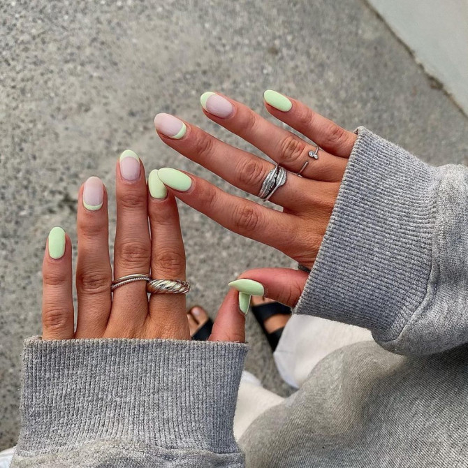 40+ Best Spring Nail Art Designs : Pastel Green Nail Design