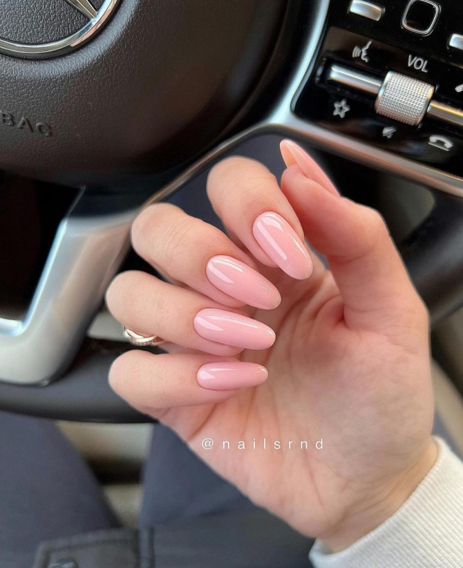 40+ Best Spring Nail Art Designs : Simple Nude Almond Nails