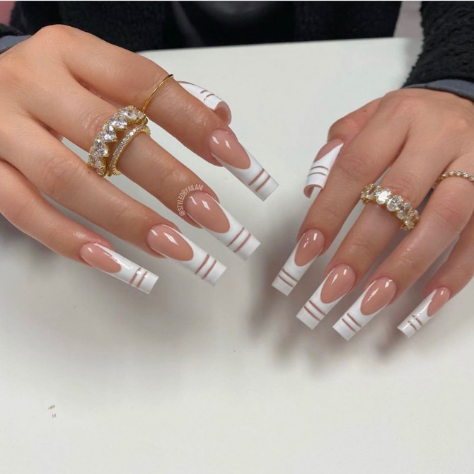 40+ Best Spring Nail Art Designs : Acrylic White French Tips