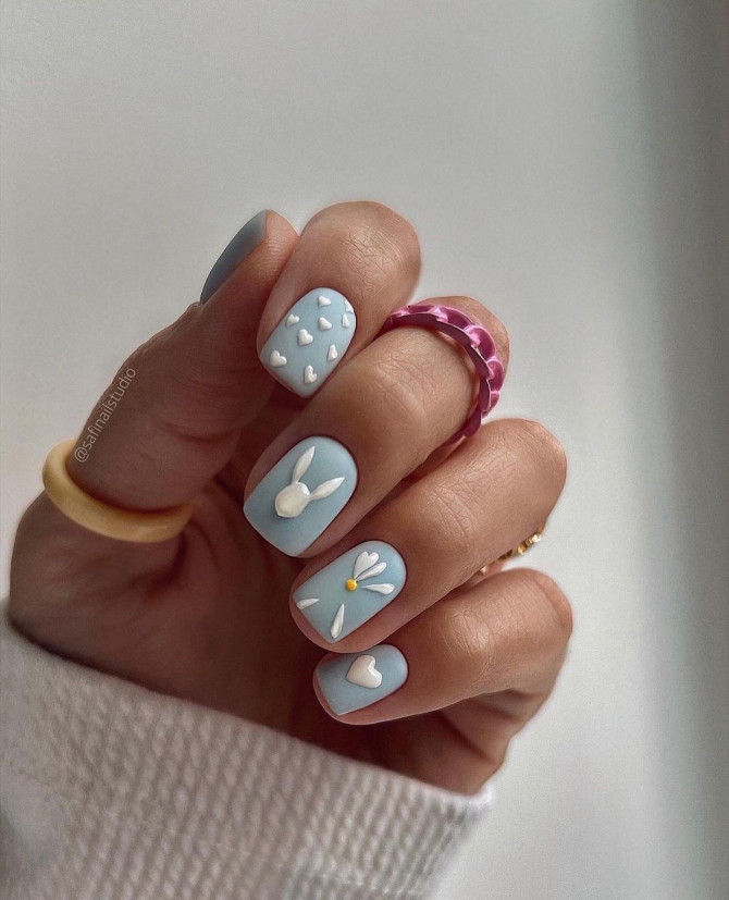 42 Insanely Cute Valentine’s Day Nails : Pastel Green Short Nails