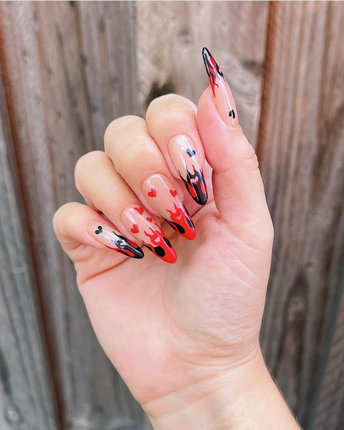 40 Best Valentine’s Day Nail Designs : Hot Flame & Heart Nails