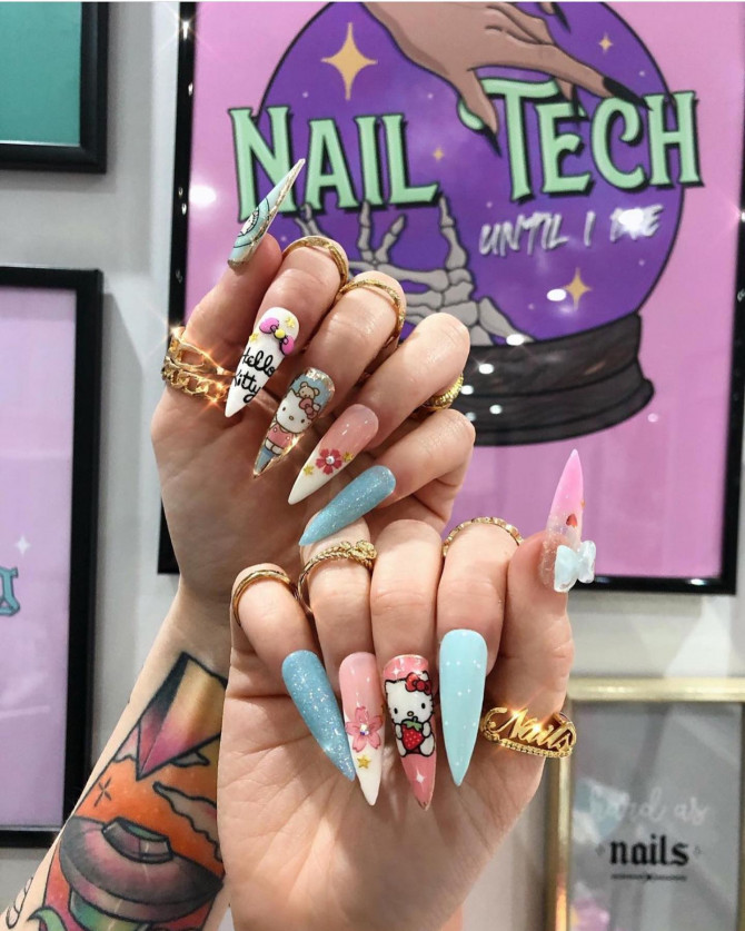 45 Kawaii Nails : Hellow Kitty Aesthetic Kawaii Nails
