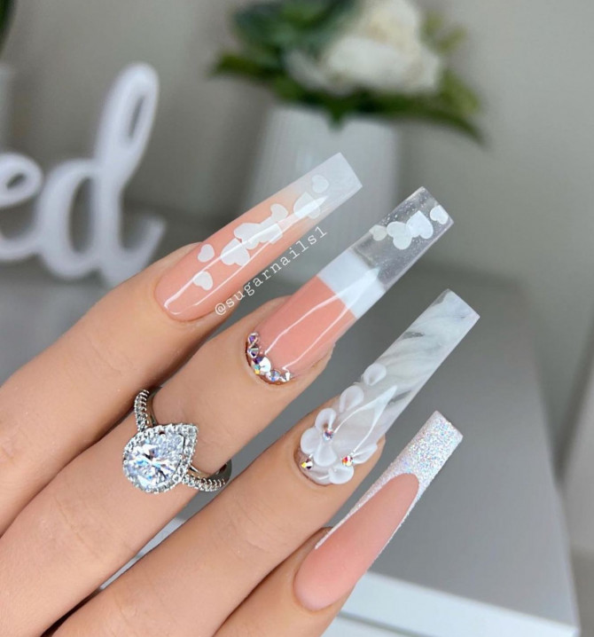 42 Insanely Cute Valentine’s Day Nails : Translucent Tip & Nude Nails