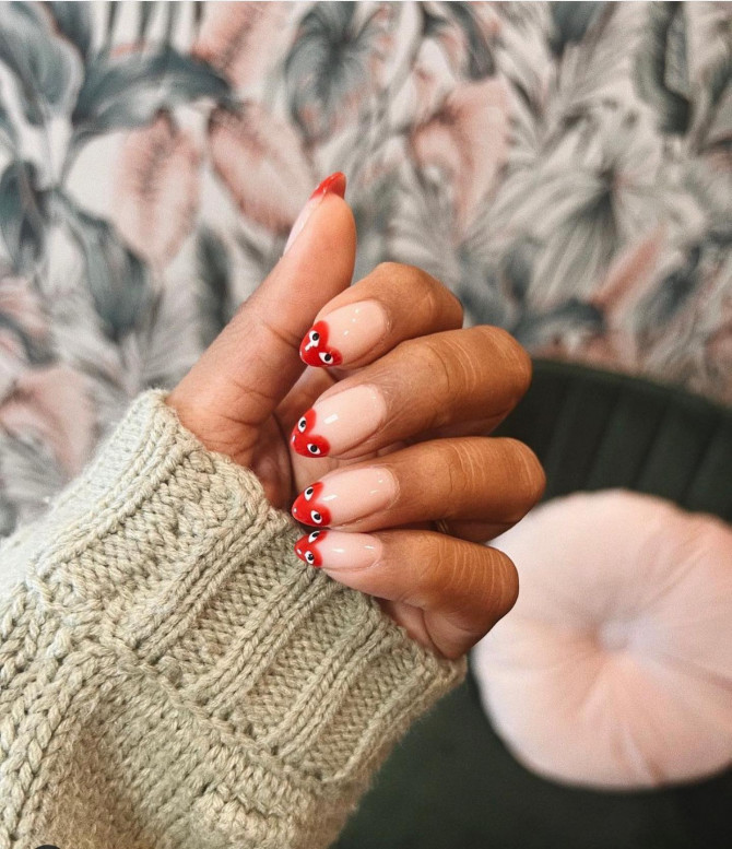 40 Best Valentine’s Day Nail Designs : Comme Des Gracons French Tip Nails