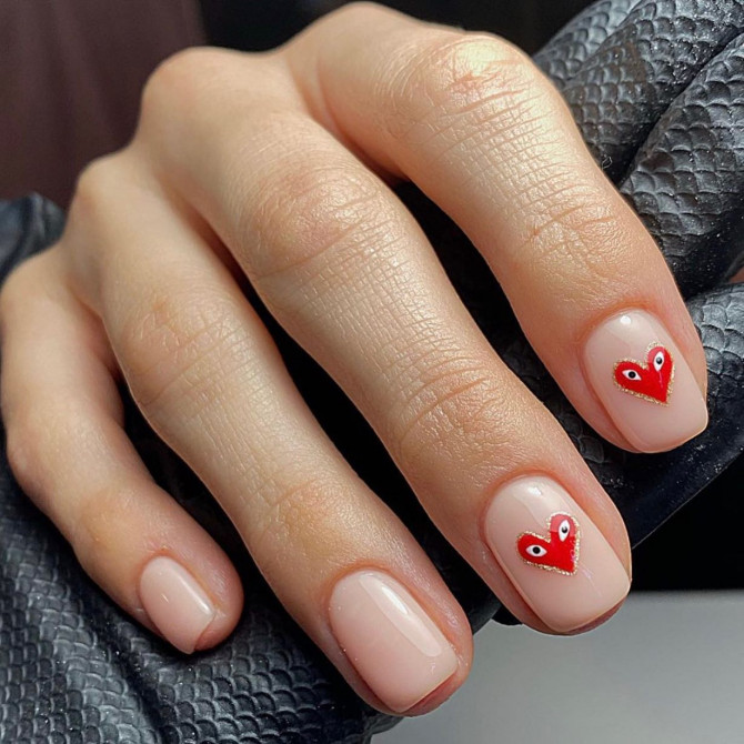 The 35 Cute Valentine’s Day Nails : Nude Nails with Comme Des Gracons