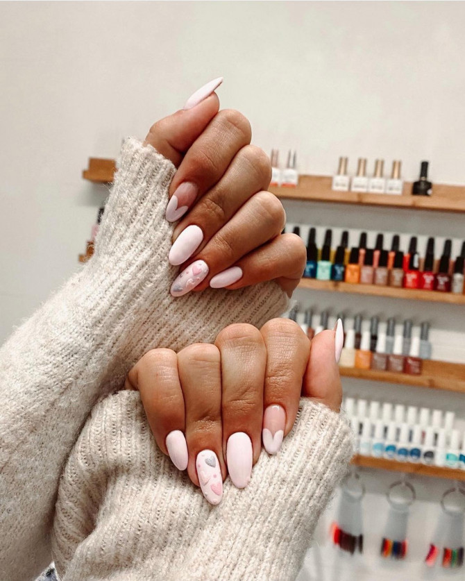 42 Insanely Cute Valentine’s Day Nails : White Tip & Embossed Heart Nails