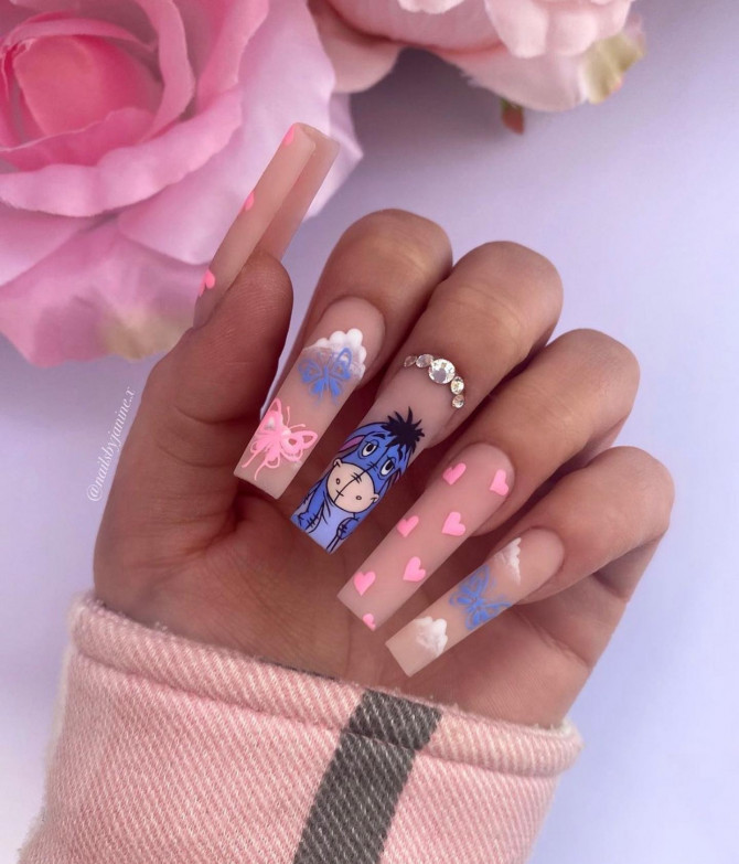 40 Best Valentine’s Day Nail Designs :Matte Nude Acrylic Nails