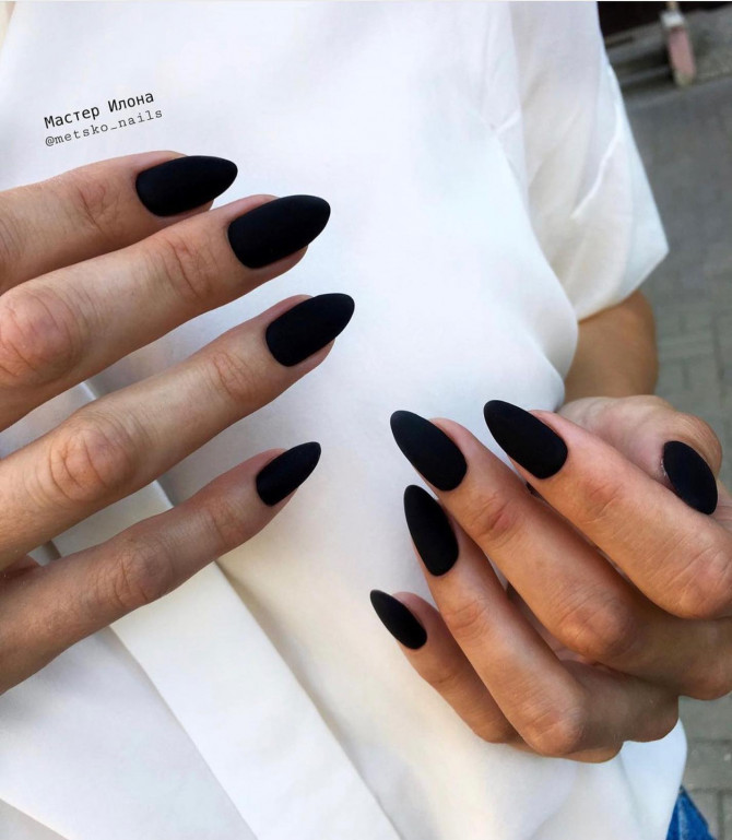 Anti-Valentine's day nail inspo, a chic and long-wearing matte black m... |  TikTok