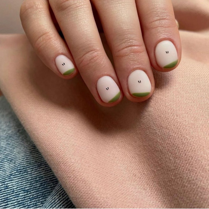 41 Best Spring Nails For 2022 : Modern Green Tip Nail Design