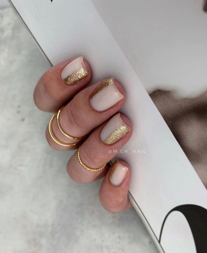 41 Best Spring Nails For 2022 : Glitter and Nude Nail Design