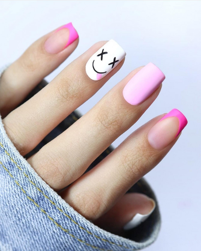 pink nails, pink and white nails, spring nails 2022