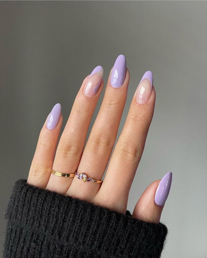lilac french tip nails, spring nails 2022