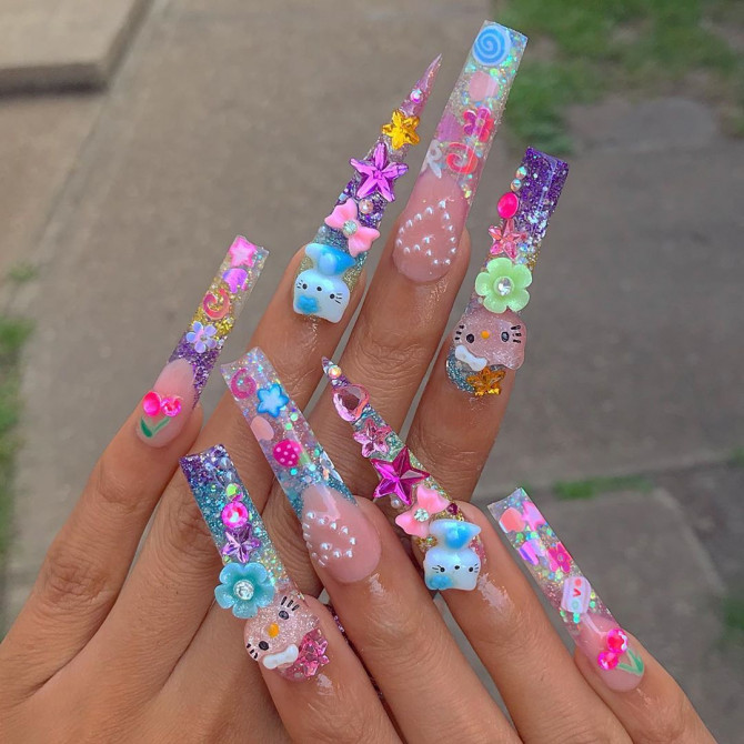 45 Kawaii Nails : Mix Cute Stuff Embellishment Nails