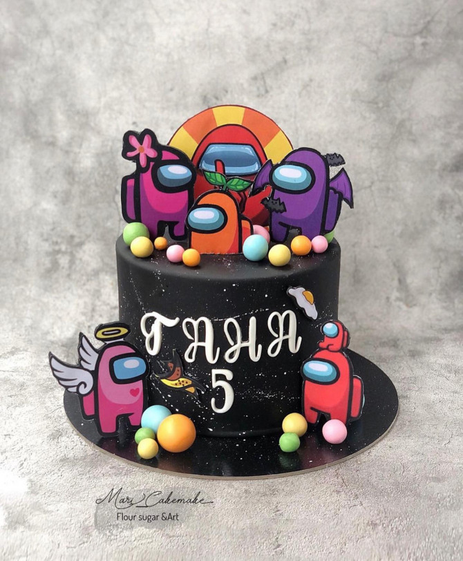 38 Cute Among Us Cake Ideas : Guardian Angel Among Us Cake