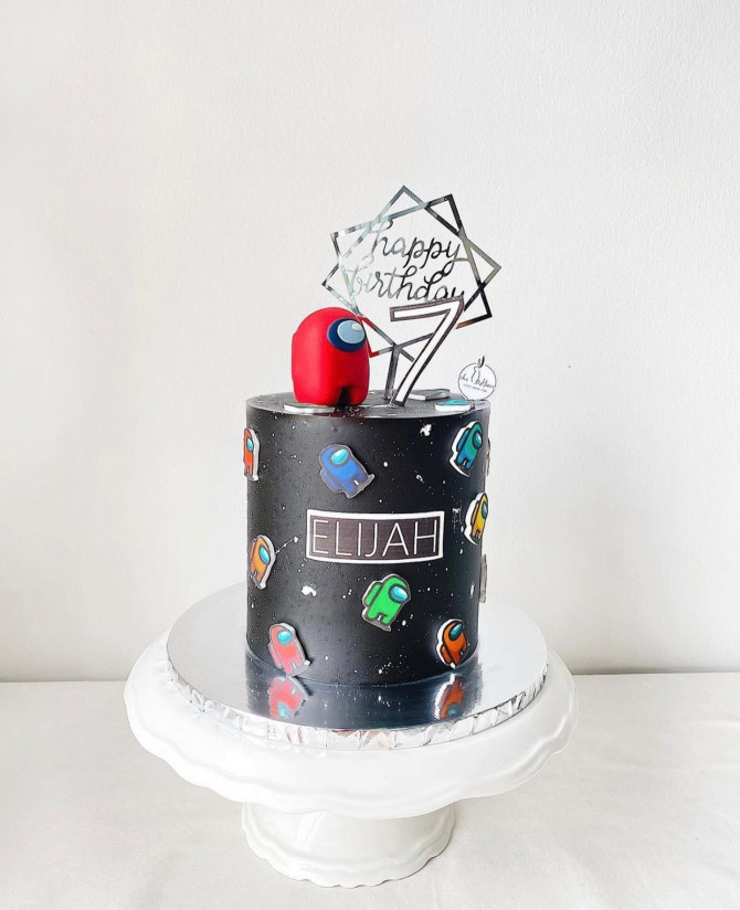 38 Cute Among Us Cake Ideas : Black Among us for 7th Birthday