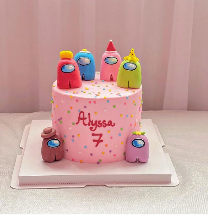 38 Cute Among Us Cake Ideas : Pink Among Us Cake