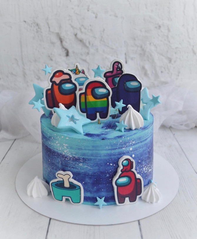 38 Cute Among Us Cake Ideas : Galaxy Among Us Cake