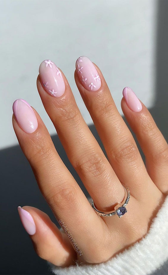 45 Trendy Spring Nails That'll See Everywhere : Pink Flower Embossed Short  Nails