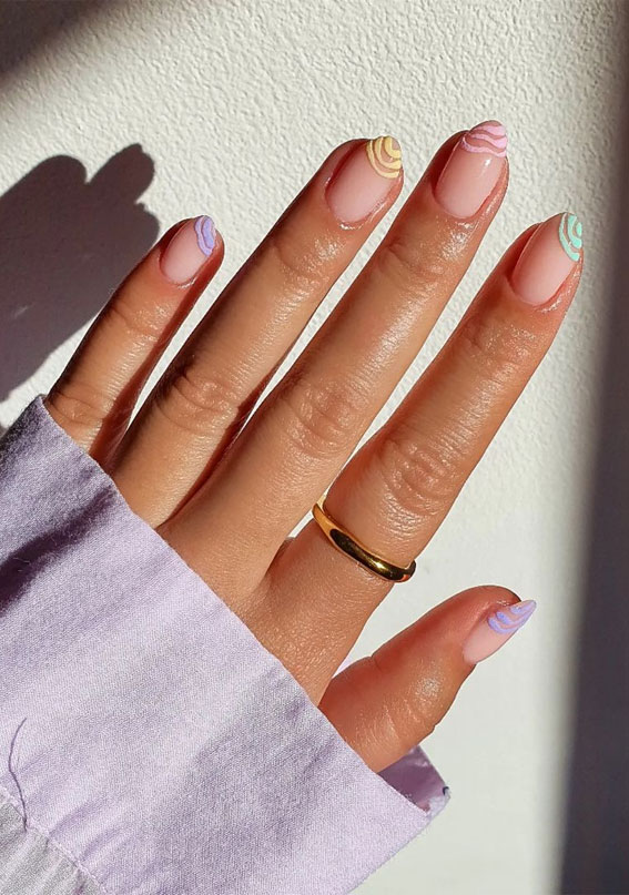 45 Trendy Spring Nails That’ll See Everywhere : Swirl Textured Tip Nails