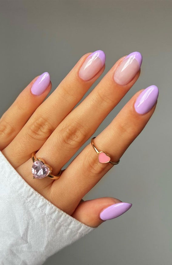 lilac french tips, lilac nails, spring nails 2022