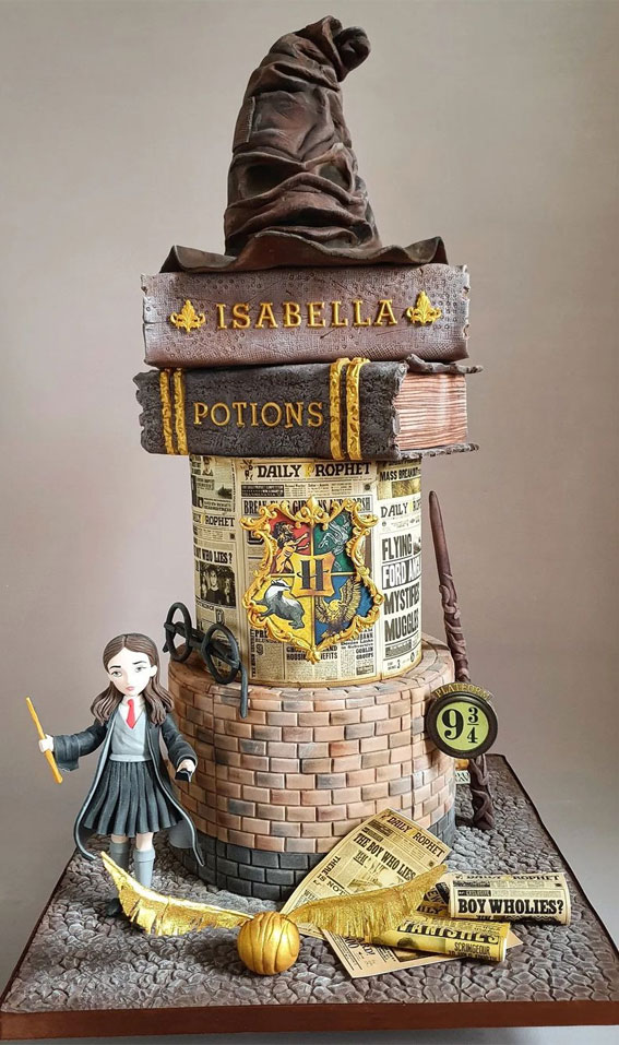 30 Harry Potter Birthday Cake Ideas : Hermiones Themed Cake with Spell Books