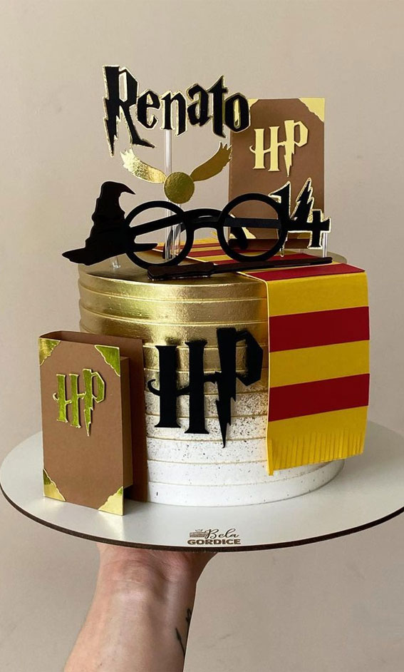 30 Harry Potter Birthday Cake Ideas : Ombre Metallic Gold Cake