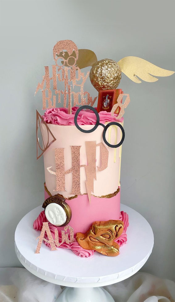 30 Harry Potter Birthday Cake Ideas : Two-Toned Pink Harry Potter Cake
