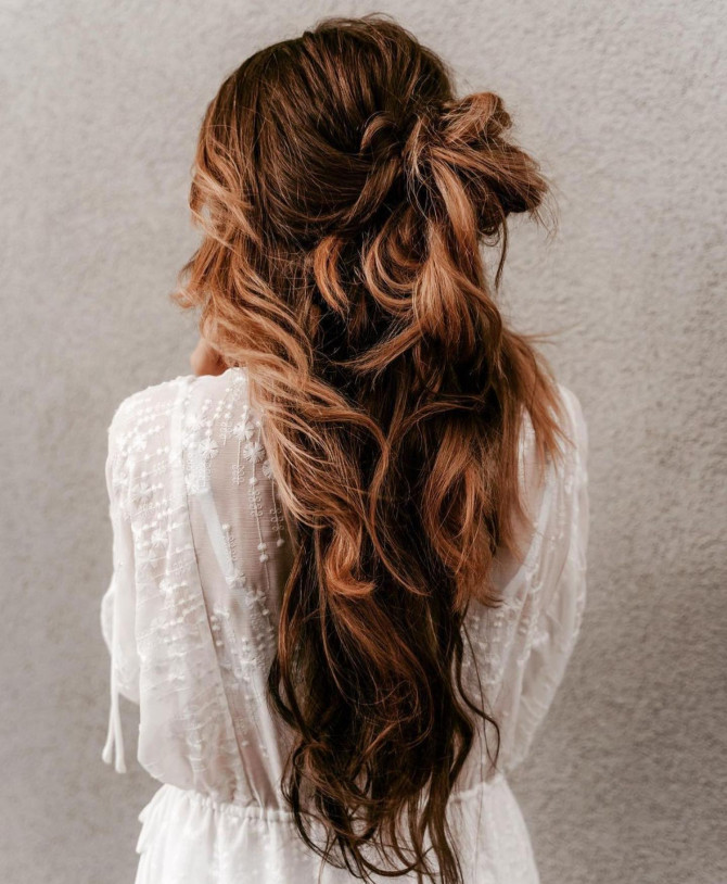 40 Summer Festival Hairstyle Ideas : Boho Messy Partial Up Style