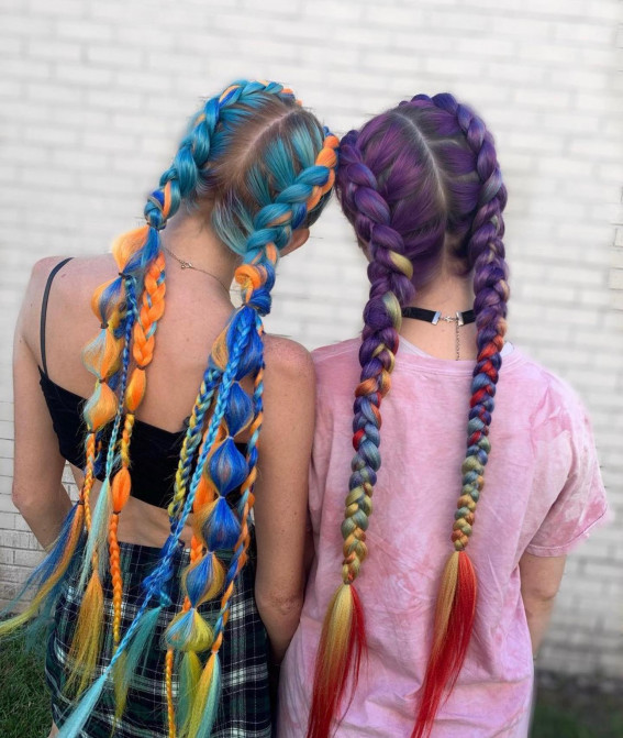 40 Summer Festival Hairstyle Ideas : Colourful Braid Hairstyle