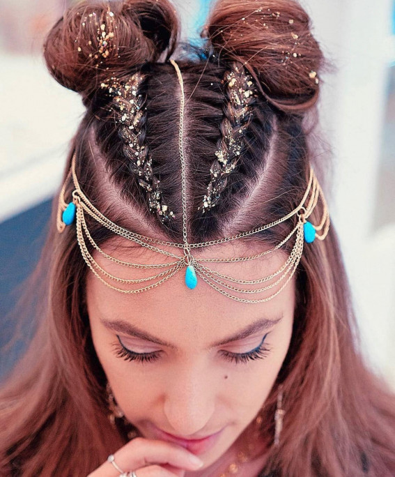 40 Glitter Roots Hairstyle of Festival Season