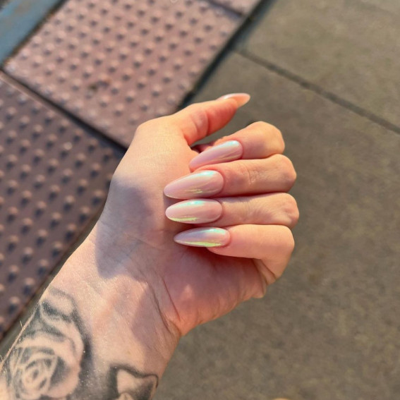 27 Glazed Donut Nails Trend : Almond Nails