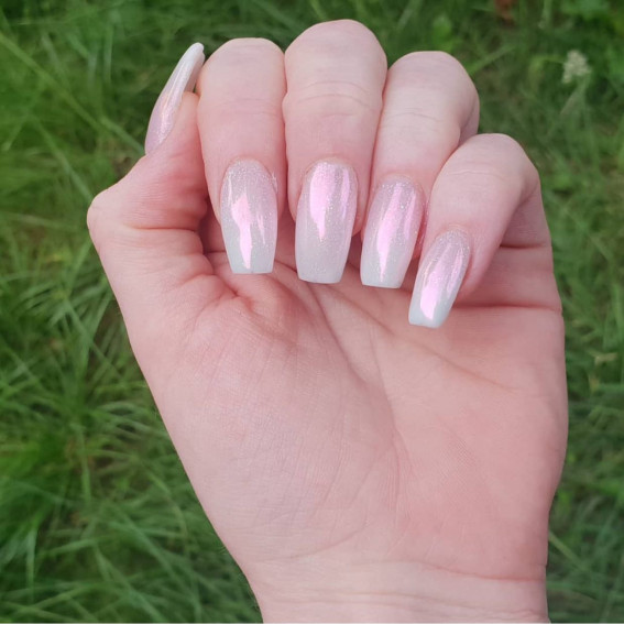 35 Hailey Bieber Pearl Nails : Ombre Pearl Ballerina Nails