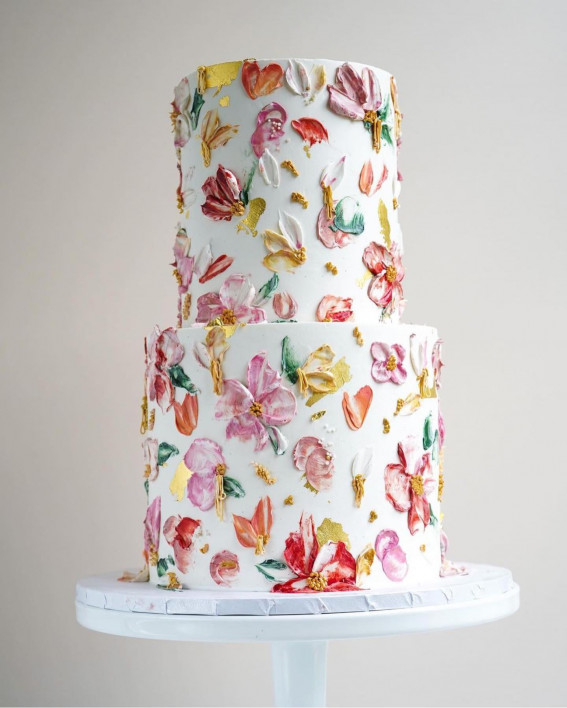 50 Wedding Cake Ideas for 2022 : Colourful Buttercream Floral Cake