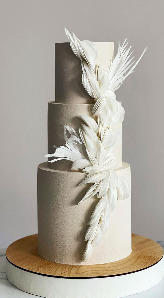50 Wedding Cake Ideas for 2022 : Neutral Three Tier Cake
