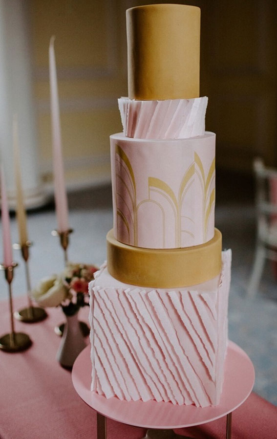 50 Wedding Cake Ideas for 2022 : Pink and Yellow Wedding Cake