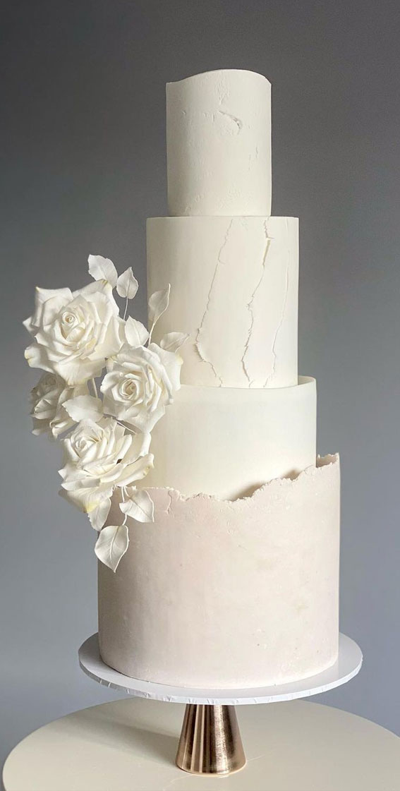 50 Wedding Cake Ideas for 2022 : White Textured Wedding Cake
