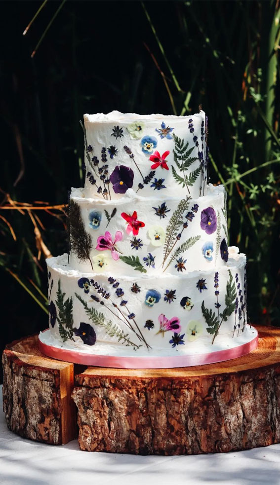 50 Wedding Cake Ideas for 2022 : Edible Floral Pressed Cake