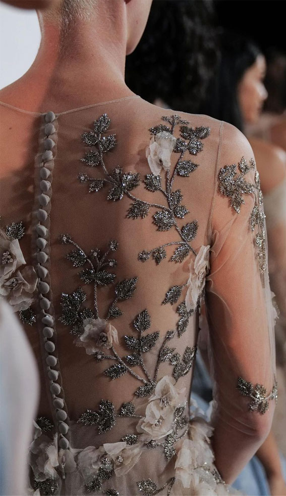 50 Wedding Dresses with Breathtaking Details : Tattoo Back + 3D Floral Applique