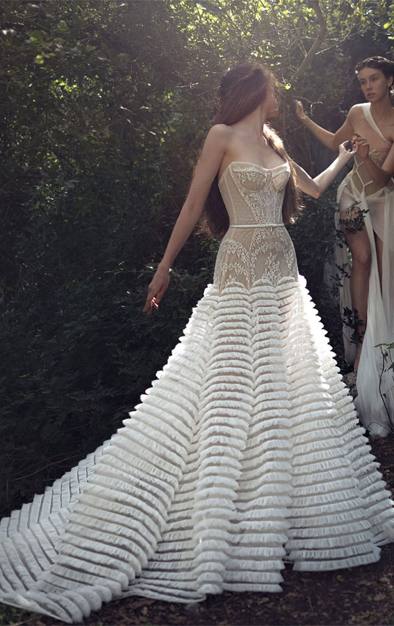 50 Wedding Dresses with Breathtaking Details : Fit and Flare Dress with Ruffle Skirt
