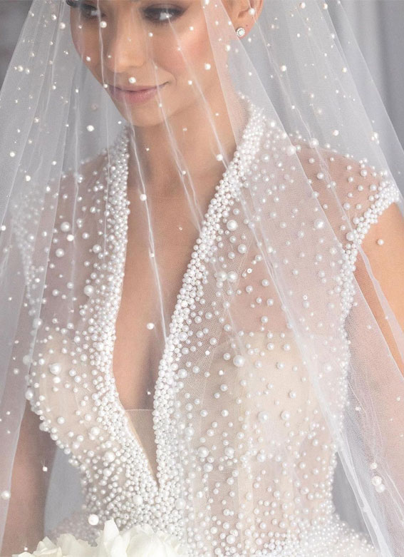 50 Wedding Dresses with Breathtaking Details : Pearl and Glass Beads Wedding Dress