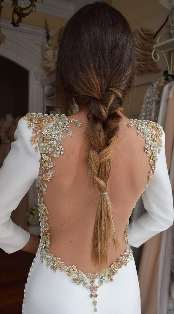 50 Wedding Dresses with Breathtaking Details : See Through Back with Embroidered Details